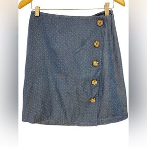 Seen Worn Kept Faux Wrap Denim Blue with White Polka Dots Size 4
